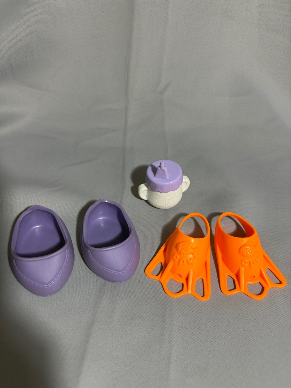 Purple CPK Doll Shoes with Orange Swim Fins & Mini Bottle